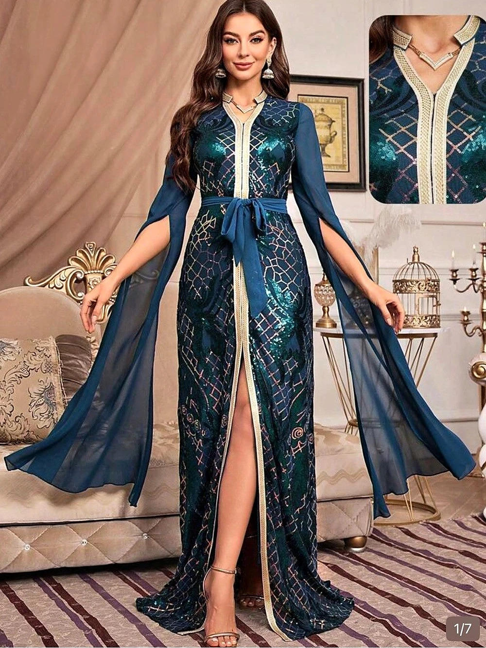 Geometric Maxi Dress in Blue & Green New